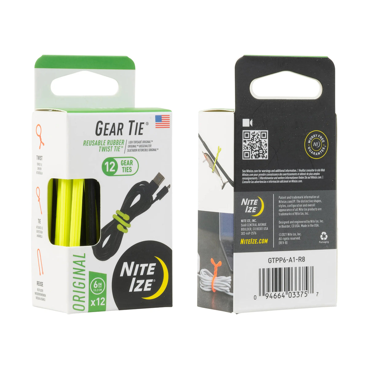 Nite Ize Gear Tie® Original ProPacks 6 in 12 pack, Assorted