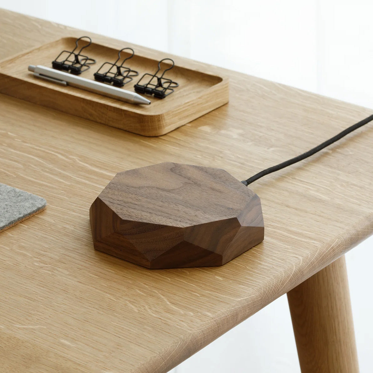 Oakywood Geometric Charging Pad, Walnut