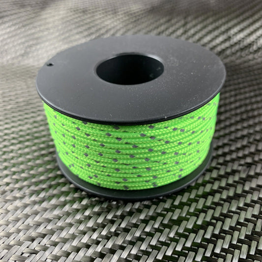 CountyComm Micro Reflective Cord 65ft /200lb Test, Zombie Green
