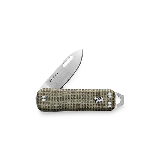 The James Brand The Elko Micarta Straight, OD Green/Stainless