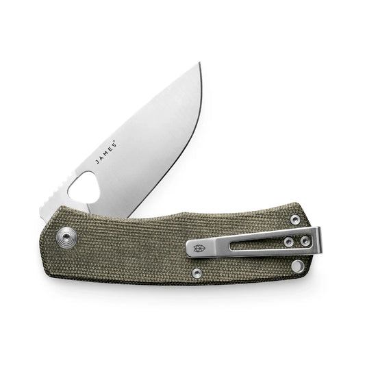 The James Brand The Folsom Straight, OD Green/Stainless/Micarta