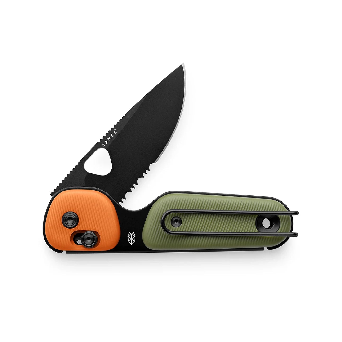 The James Brand The Redstone PP Serrated, OD Green/Orange/Black