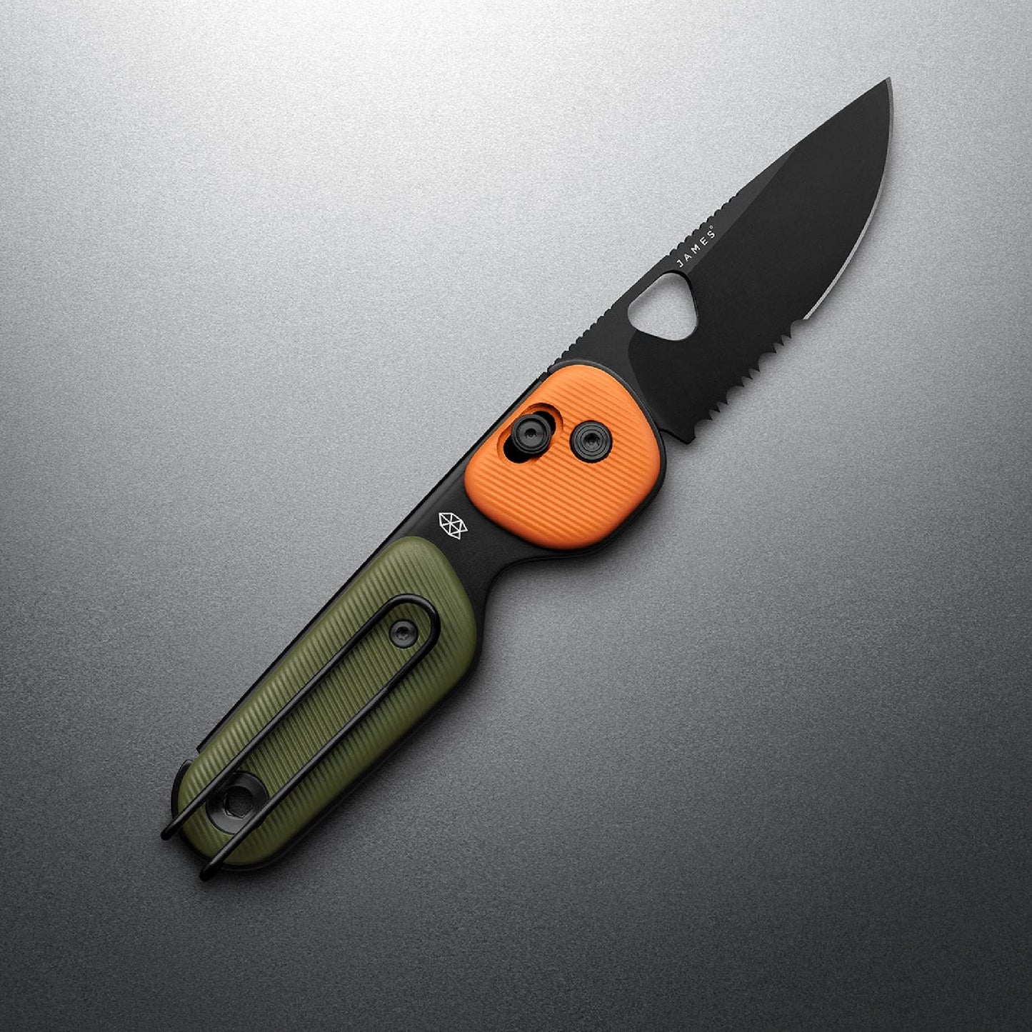 The James Brand The Redstone PP Serrated, OD Green/Orange/Black