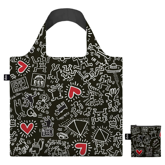 LOQI Keith Haring Recycled Bag, Black Pattern
