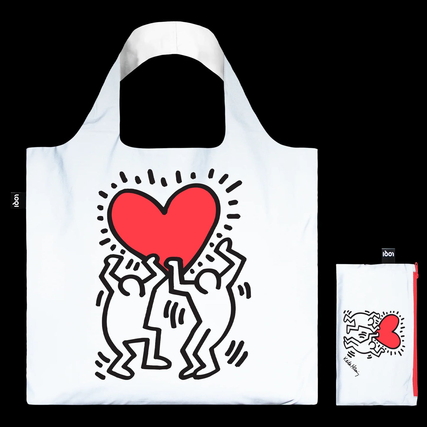 LOQI Keith Haring Reflective Bag, Dancing Heart