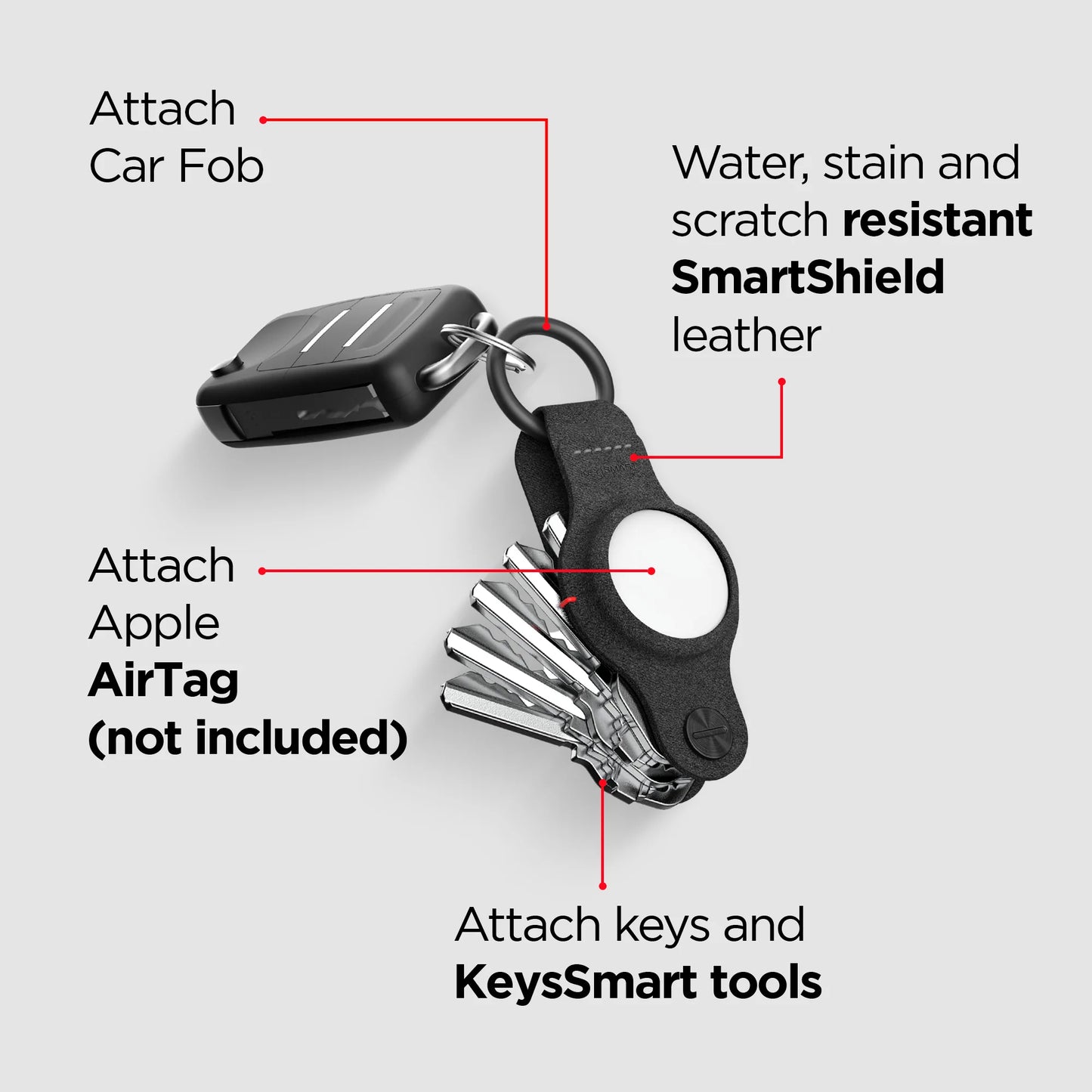 KeySmart® Air Vegan Leather, Black
