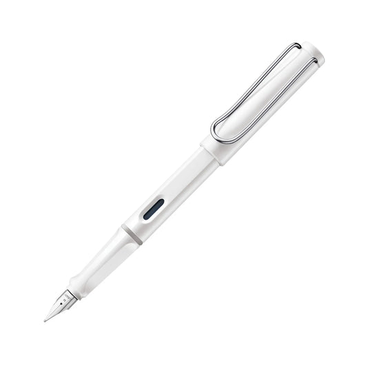 LAMY Safari Fountain Pen Shiny White på hvit bakgrunn