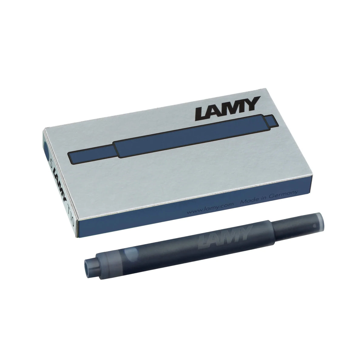 LAMY T 10 Blekkpatroner Blueblack, 5-Pakke på hvit bakgrunn