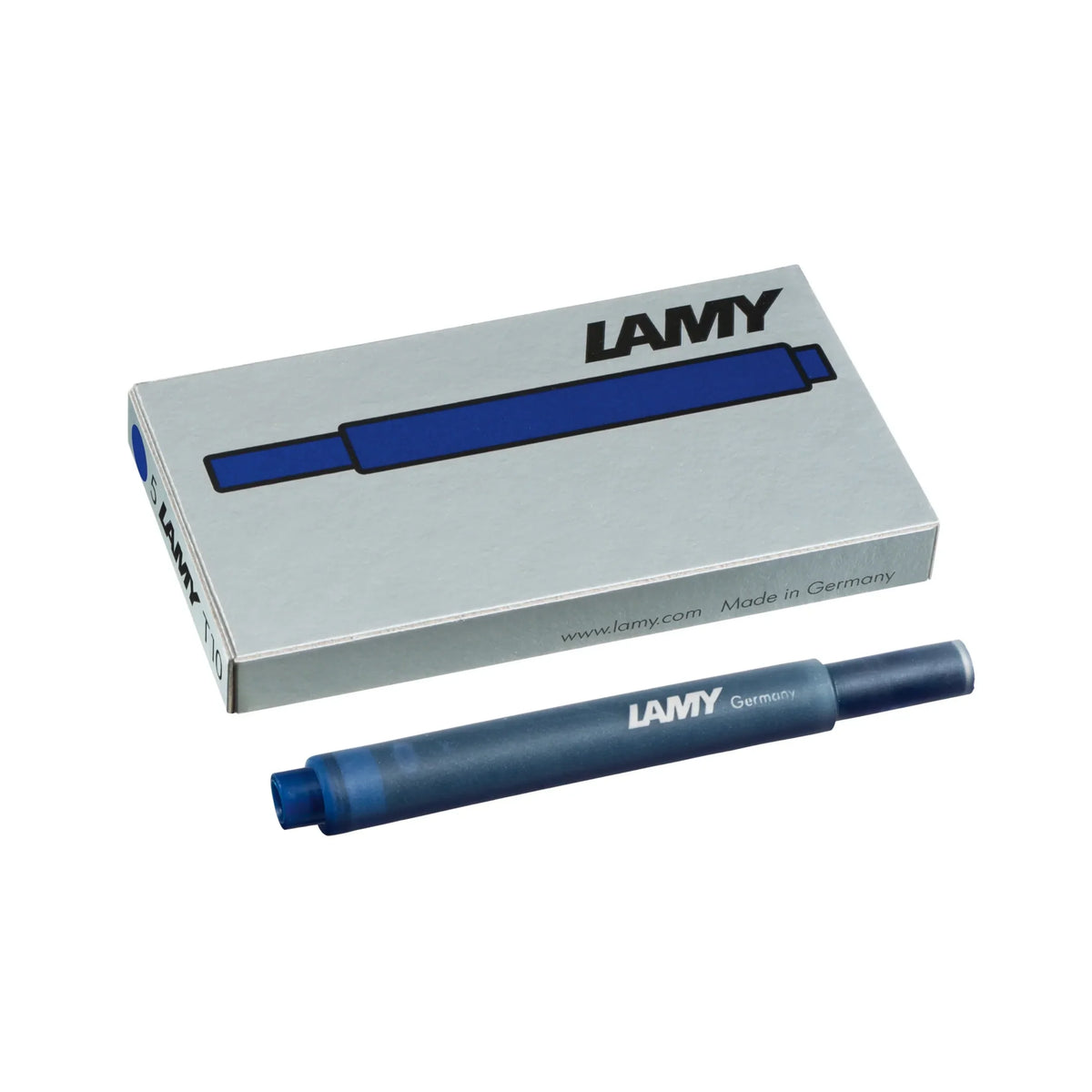 LAMY T 10 Blekkpatroner Blue, 5-Pakke på hvit bakgrunn