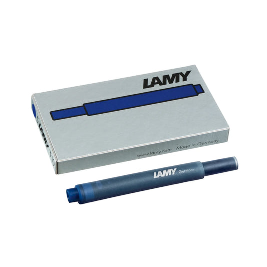 LAMY T 10 Blekkpatroner Blue, 5-Pakke på hvit bakgrunn
