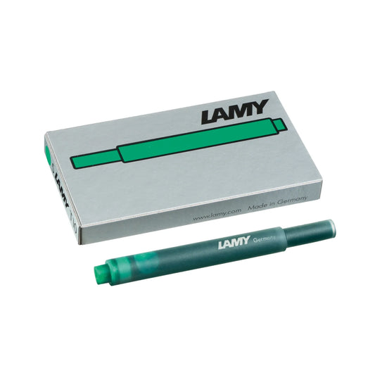 LAMY T 10 Blekkpatroner Green, 5-Pakke på hvit bakgrunn