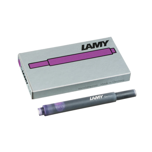 LAMY T 10 Blekkpatroner Violet, 5-Pakke på hvit bakgrunn