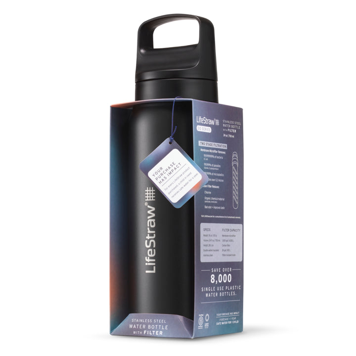 LifeStraw® Go Filter Water Bottle 2.0 Stainless Steel Black, 700ml