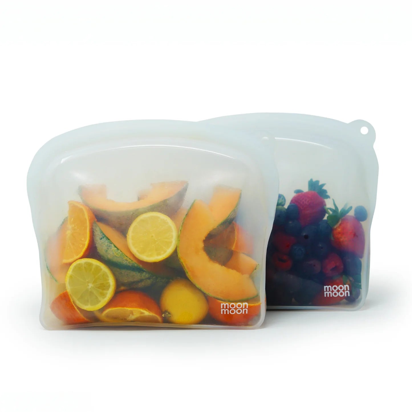 Moonmoon Reusable Silicone Freezer Bags XL Curve 2000ml Set of 2, Clear
