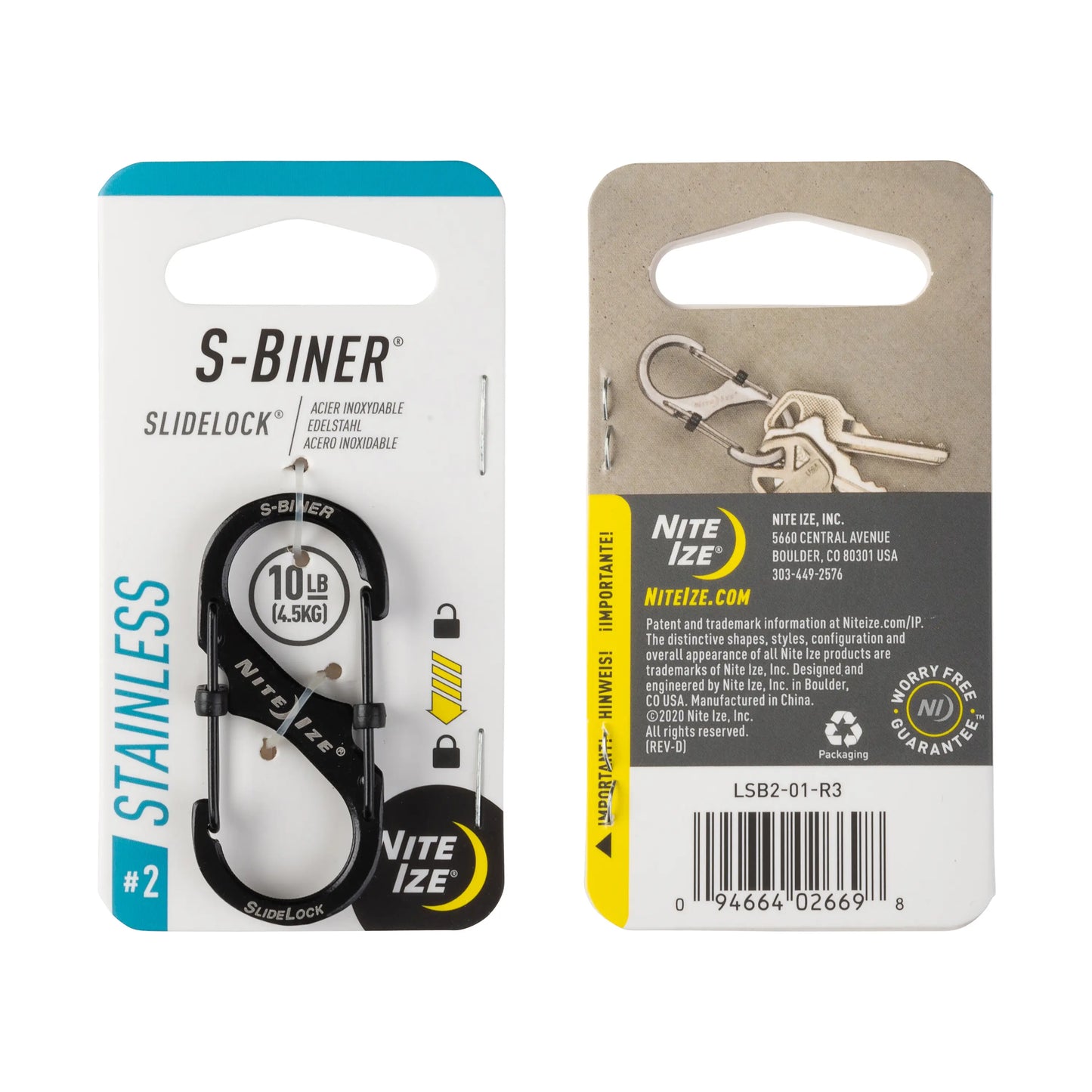Nite Ize S-Biner® SlideLock® Stainless Steel #2, Black