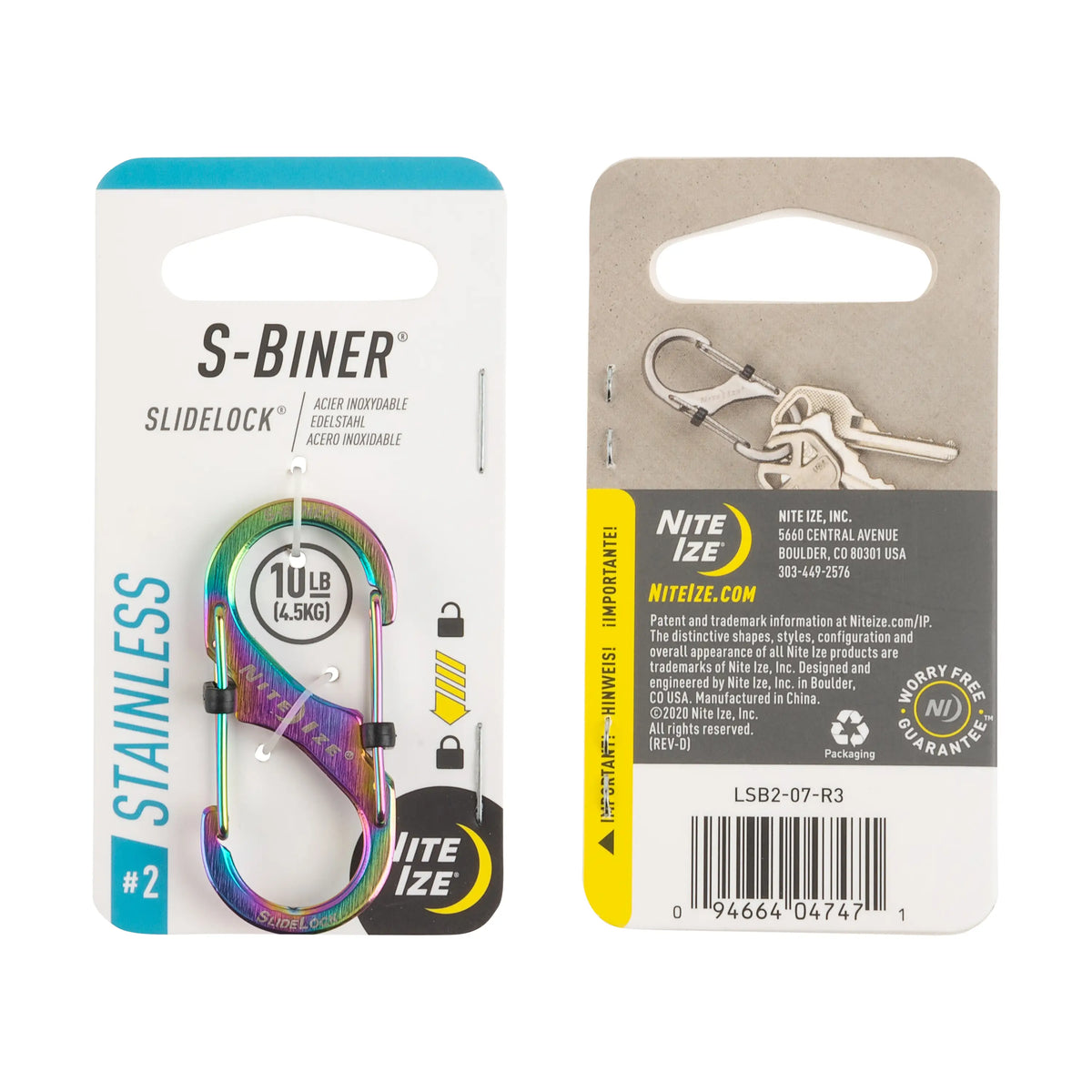 Nite Ize S-Biner® SlideLock® Stainless Steel #2, Spectrum