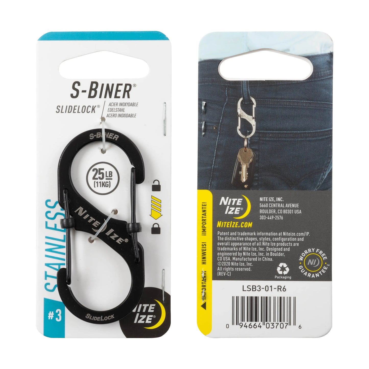 Nite Ize S-Biner® SlideLock® Stainless Steel #3, Black