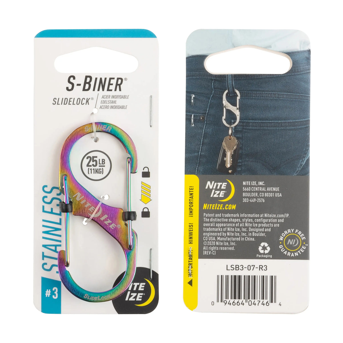Nite Ize S-Biner® SlideLock® Stainless Steel #3, Spectrum