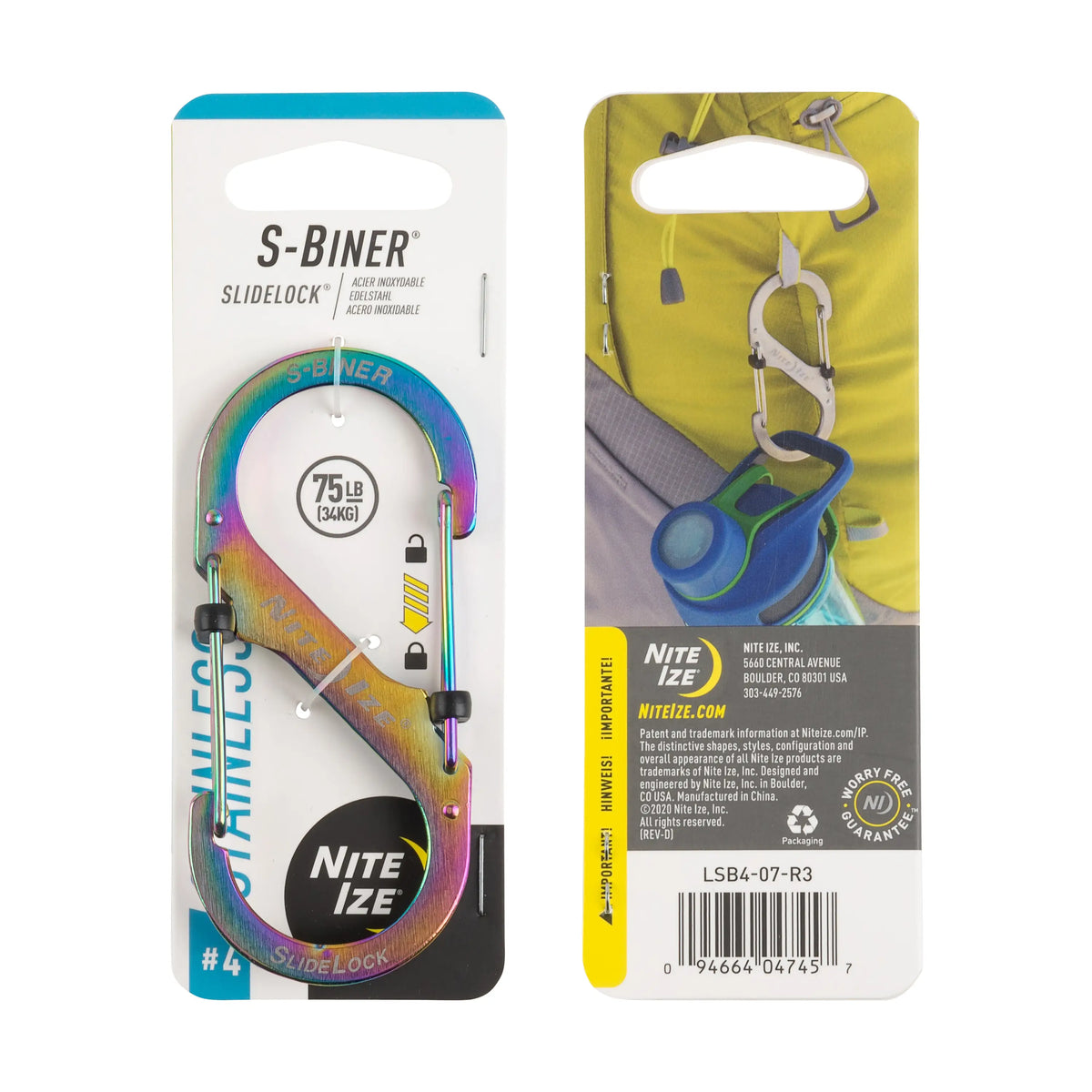 Nite Ize S-Biner® SlideLock® Stainless Steel #4, Spectrum