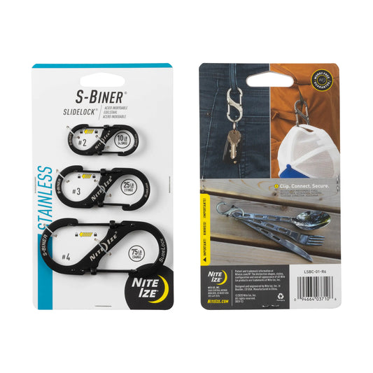 Nite Ize S-Biner® SlideLock® Stainless Steel, 3 Pack, Black
