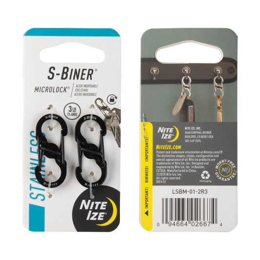 Nite Ize S-Biner® MicroLock® Stainless Steel 2 Pack, Black