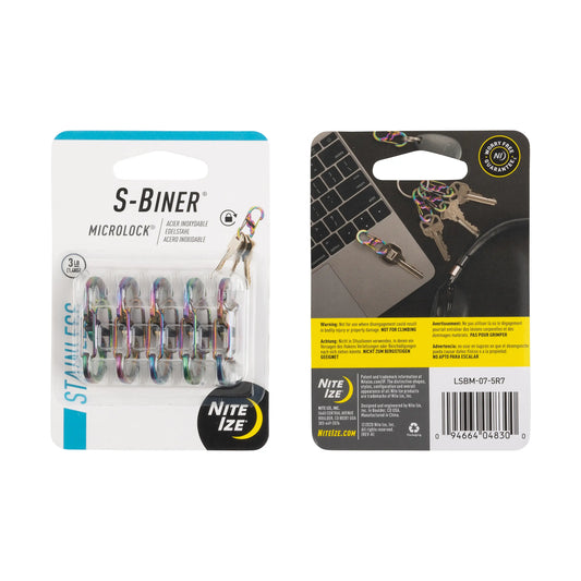 Nite Ize S-Biner® MicroLock® Stainless Steel 5 Pack, Spectrum