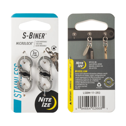 Nite Ize S-Biner® MicroLock® Stainless Steel 2 Pack, Stainless