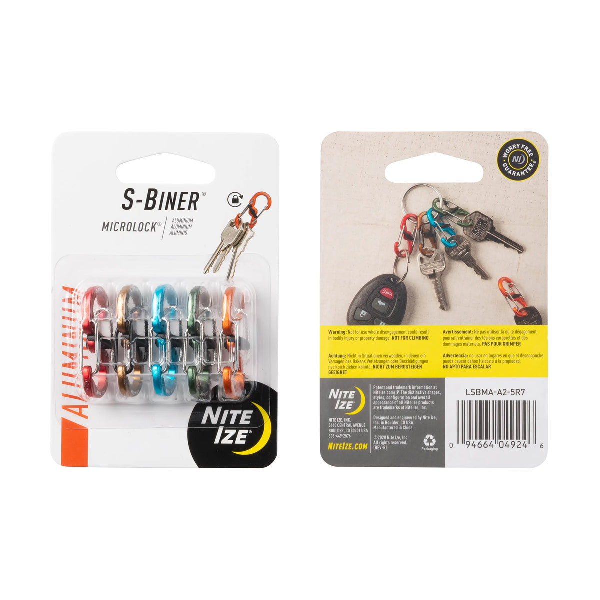 Nite Ize S-Biner® MicroLock® Aluminum 5 Pack, Assorted