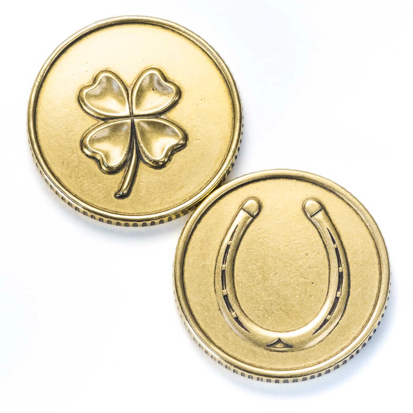 Shire Post Mint Lucky Brass Coin with Four Leaf Clover and Horseshoe