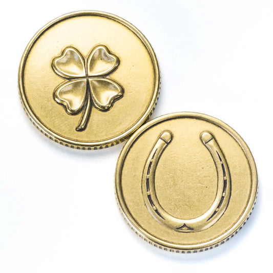 Shire Post Mint Lucky Brass Coin with Four Leaf Clover and Horseshoe