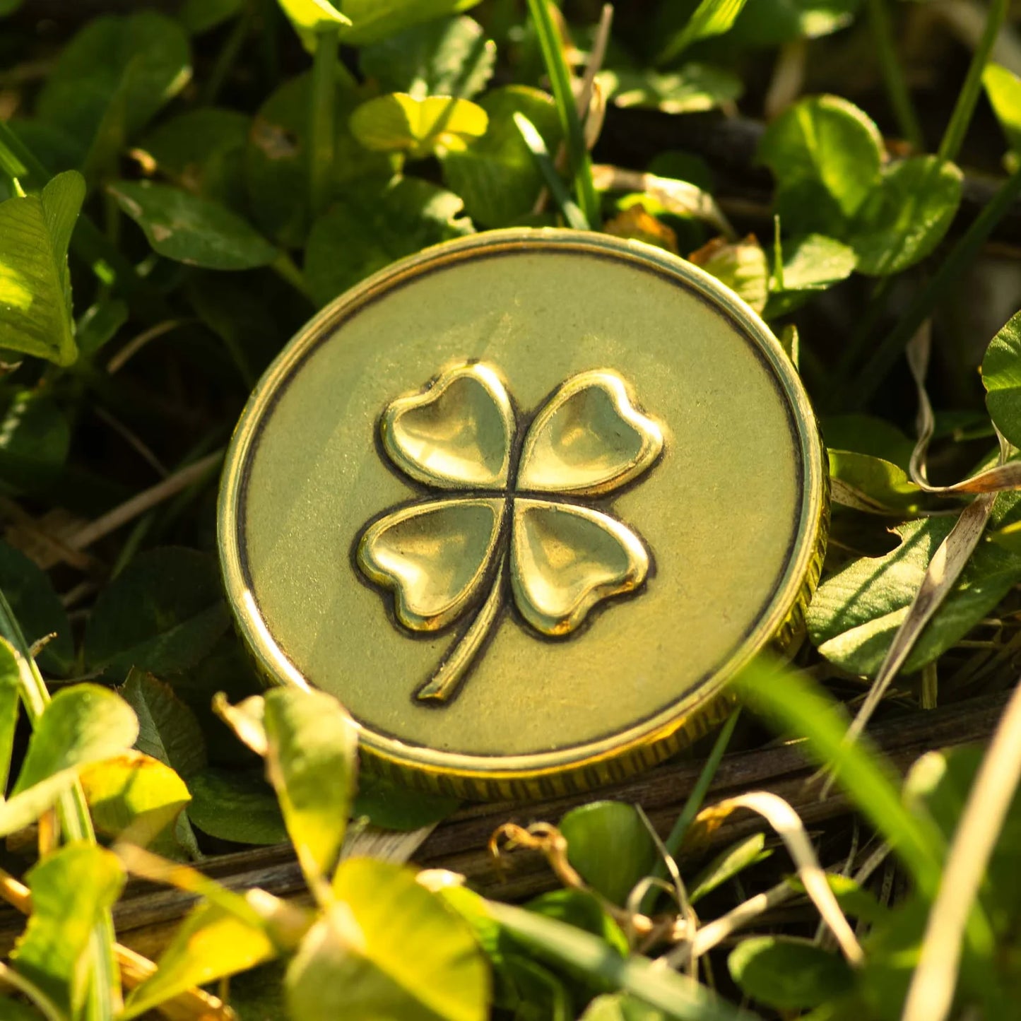 Shire Post Mint Lucky Brass Coin with Four Leaf Clover and Horseshoe