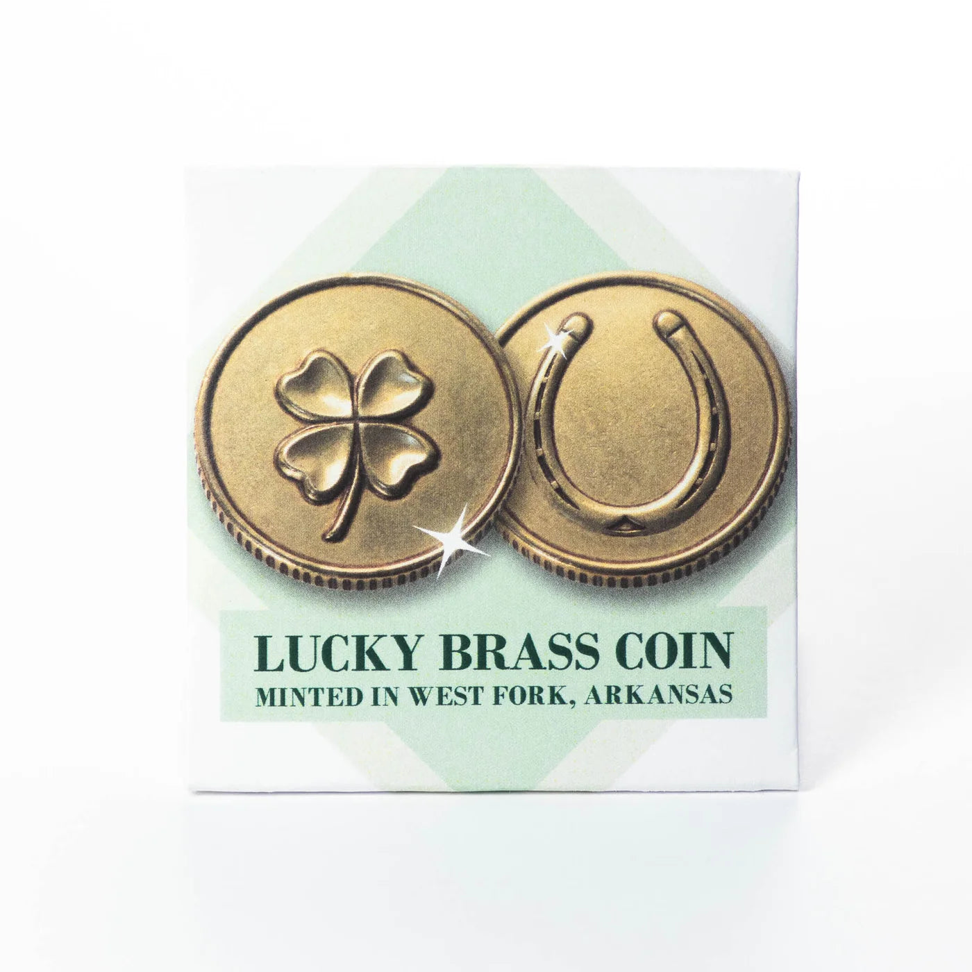 Shire Post Mint Lucky Brass Coin with Four Leaf Clover and Horseshoe