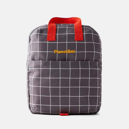 PlanetBox Lunch Tote Bag, Gull Grey Grid