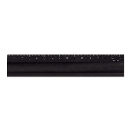 Midori Aluminium Linjal Non-Slip 15 cm, Black