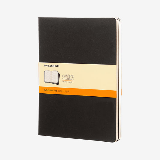 Moleskine Cahier Journal, XL (3-pakk) Black, Ruled