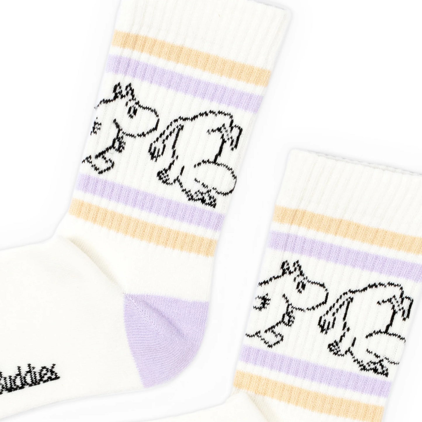 Nordicbuddies Moomintroll Women's Retro Socks, White /  Lilac / Peach