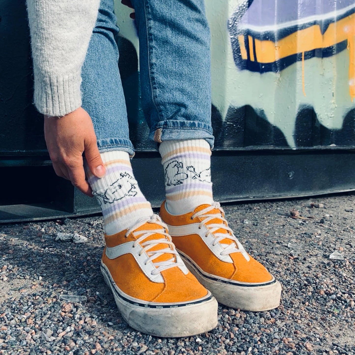 Nordicbuddies Moomintroll Women's Retro Socks, White /  Lilac / Peach