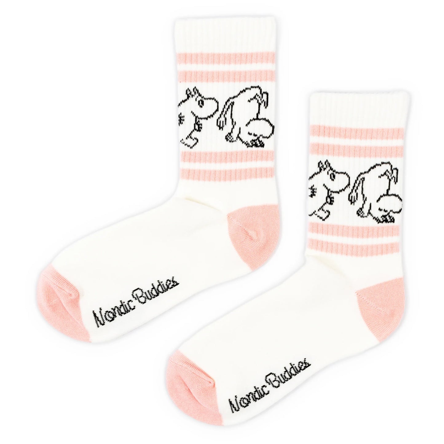 Nordicbuddies Moomintroll Women's Retro Socks, White / Pink