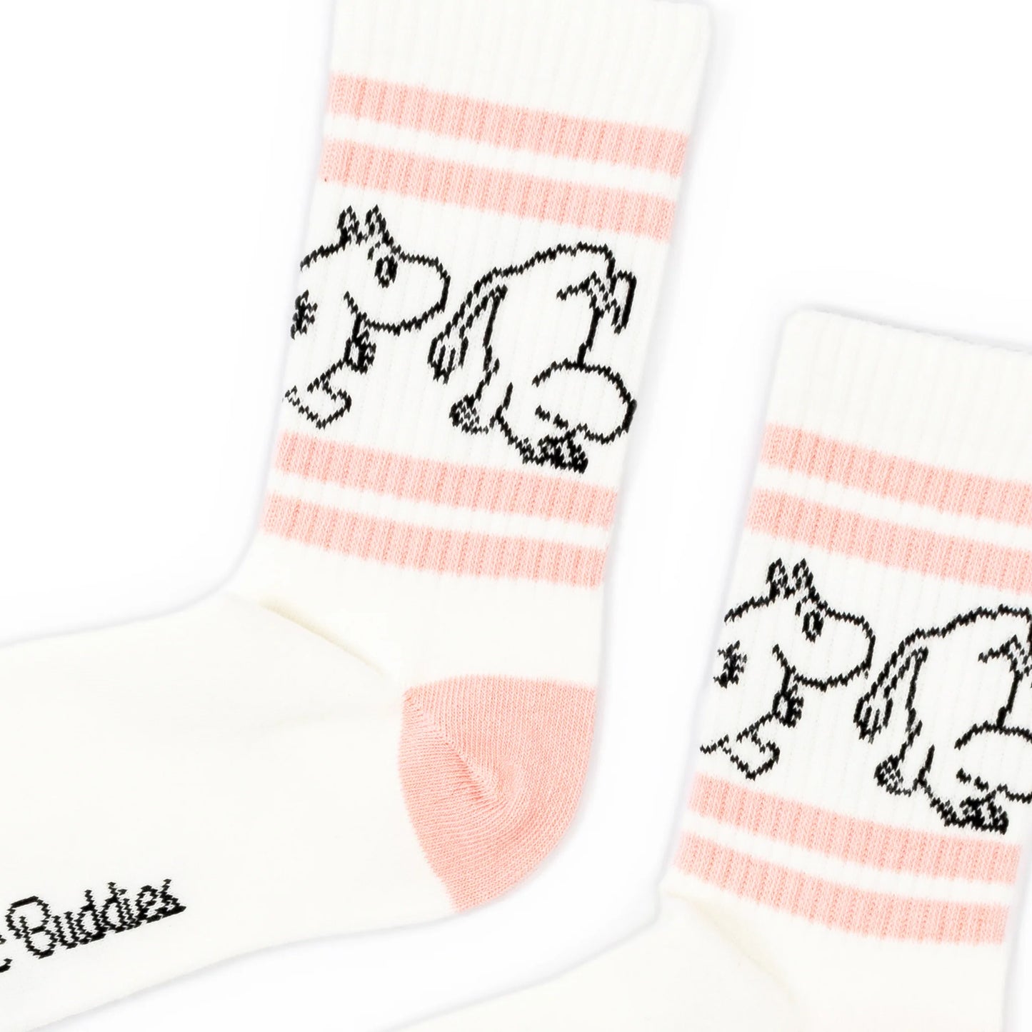 Nordicbuddies Moomintroll Women's Retro Socks, White / Pink