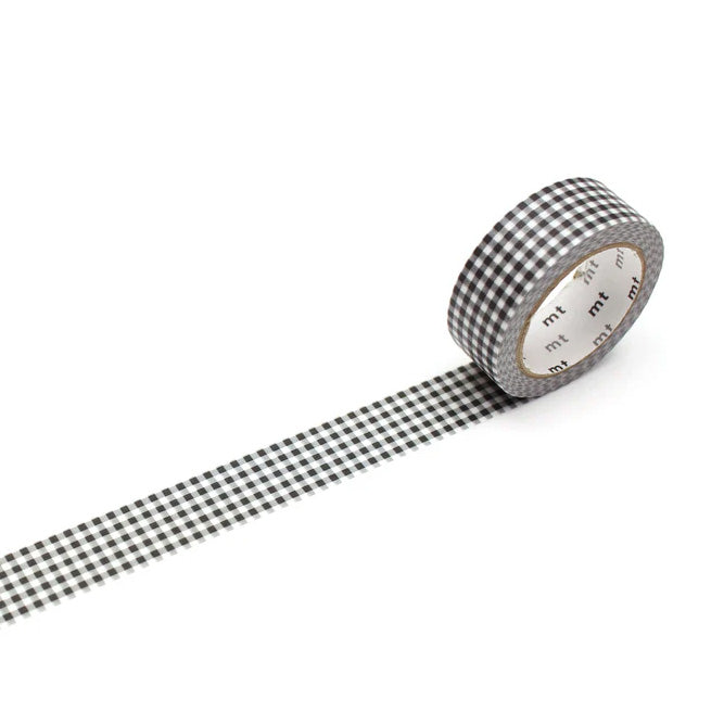 Mt masking tape Mt Basic Delicate Checkered 15mm Washi Tape, Black