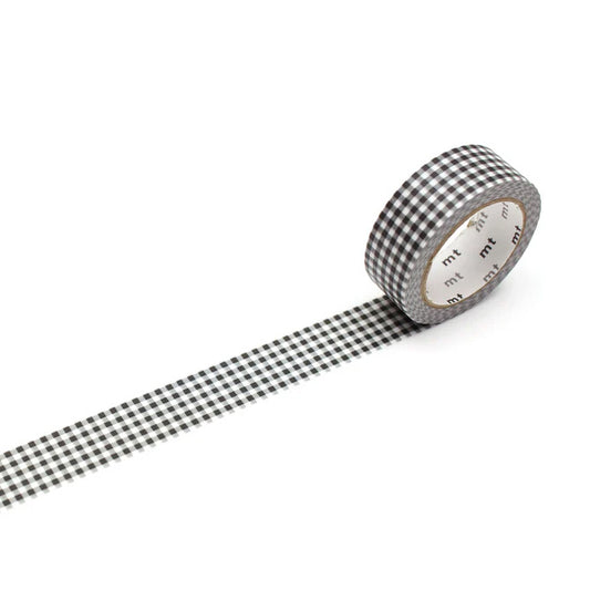 Mt masking tape Mt Basic Delicate Checkered 15mm Washi Tape, Black