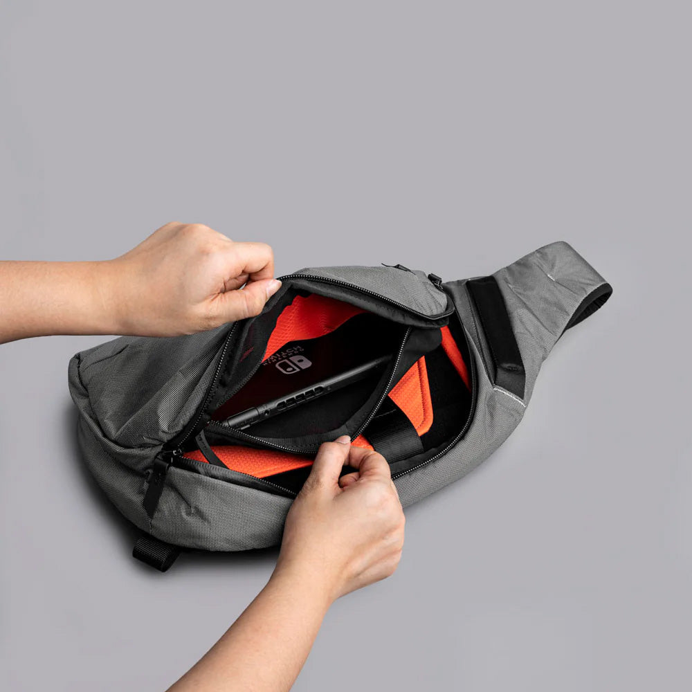ALPAKA Metro Crossbody Grey Ultradyne 100D, Left Shoulder
