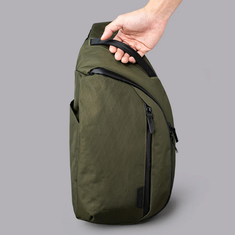 ALPAKA Metro Crossbody Olive Green X-Pac X42, Left Shoulder