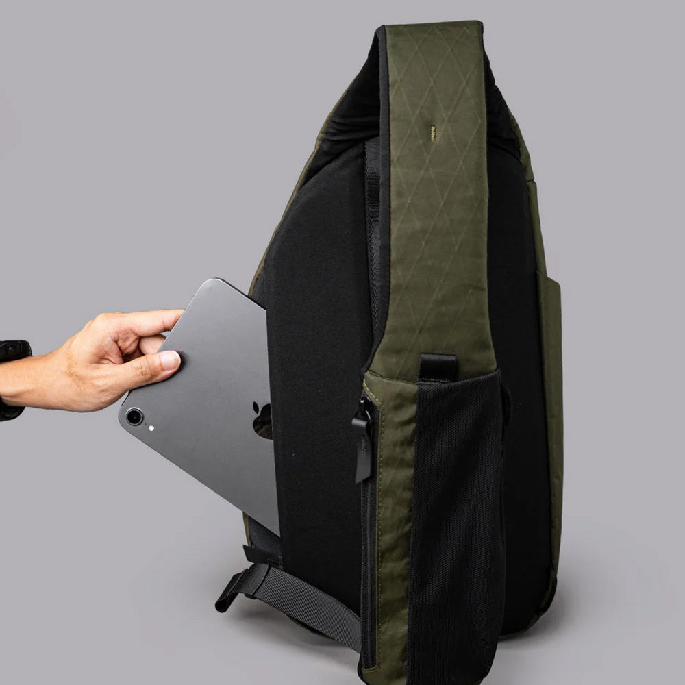 ALPAKA Metro Crossbody Olive Green X-Pac X42, Left Shoulder