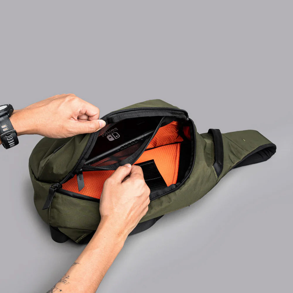 ALPAKA Metro Crossbody Olive Green X-Pac X42, Left Shoulder