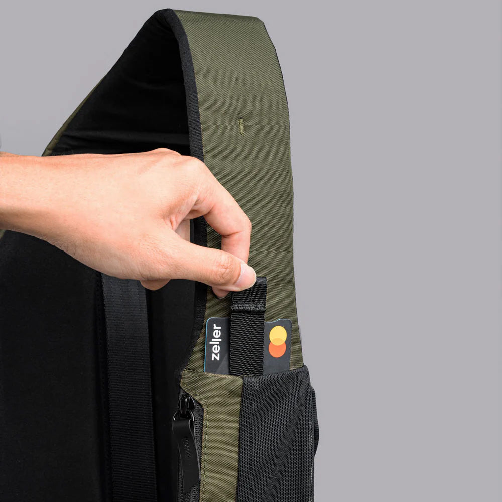 ALPAKA Metro Crossbody Olive Green X-Pac X42, Left Shoulder