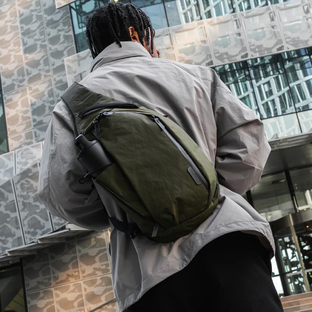 ALPAKA Metro Crossbody Olive Green X-Pac X42, Left Shoulder