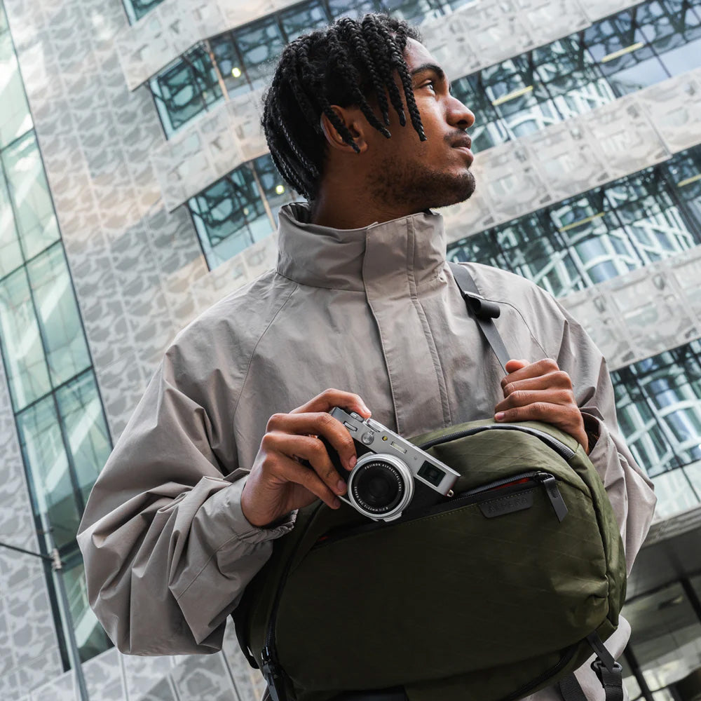 ALPAKA Metro Crossbody Olive Green X-Pac X42, Left Shoulder