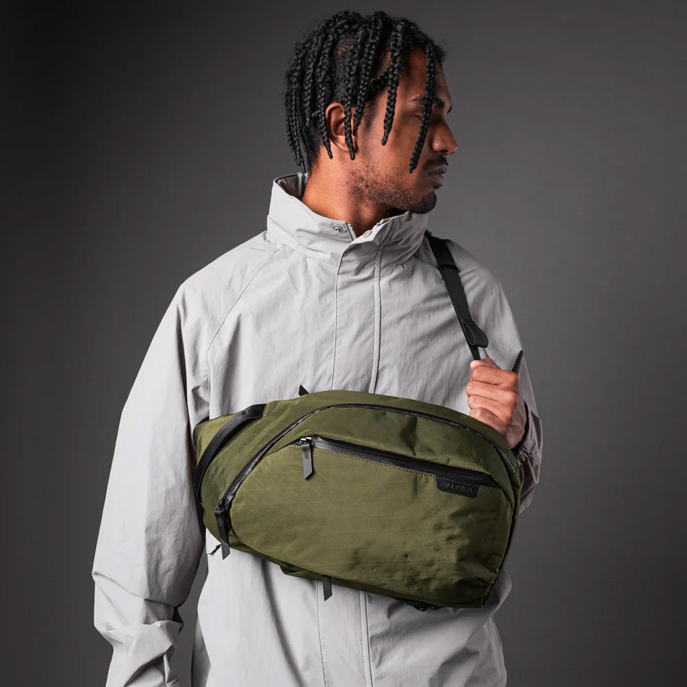 ALPAKA Metro Crossbody Olive Green X-Pac X42, Left Shoulder