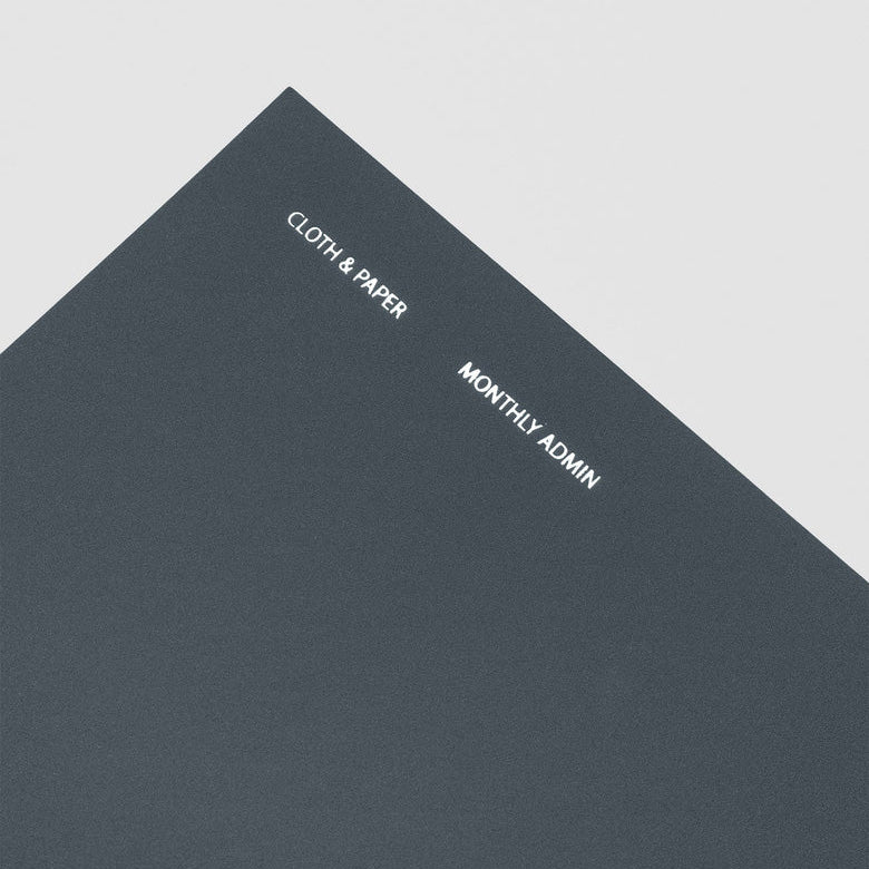 Cloth & Paper Travel Notebook A5 Slim, Monthly Admin Lagoon